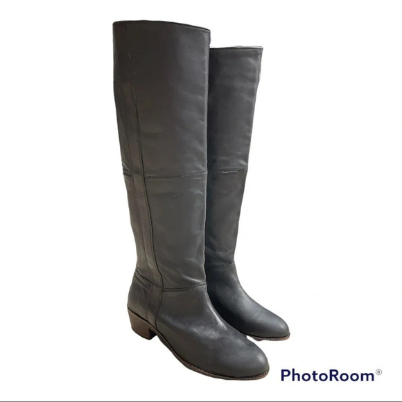 Faryl Robin Black Leather Heeled Riding Tall Boots  Size 7 - Picture 4 of 12